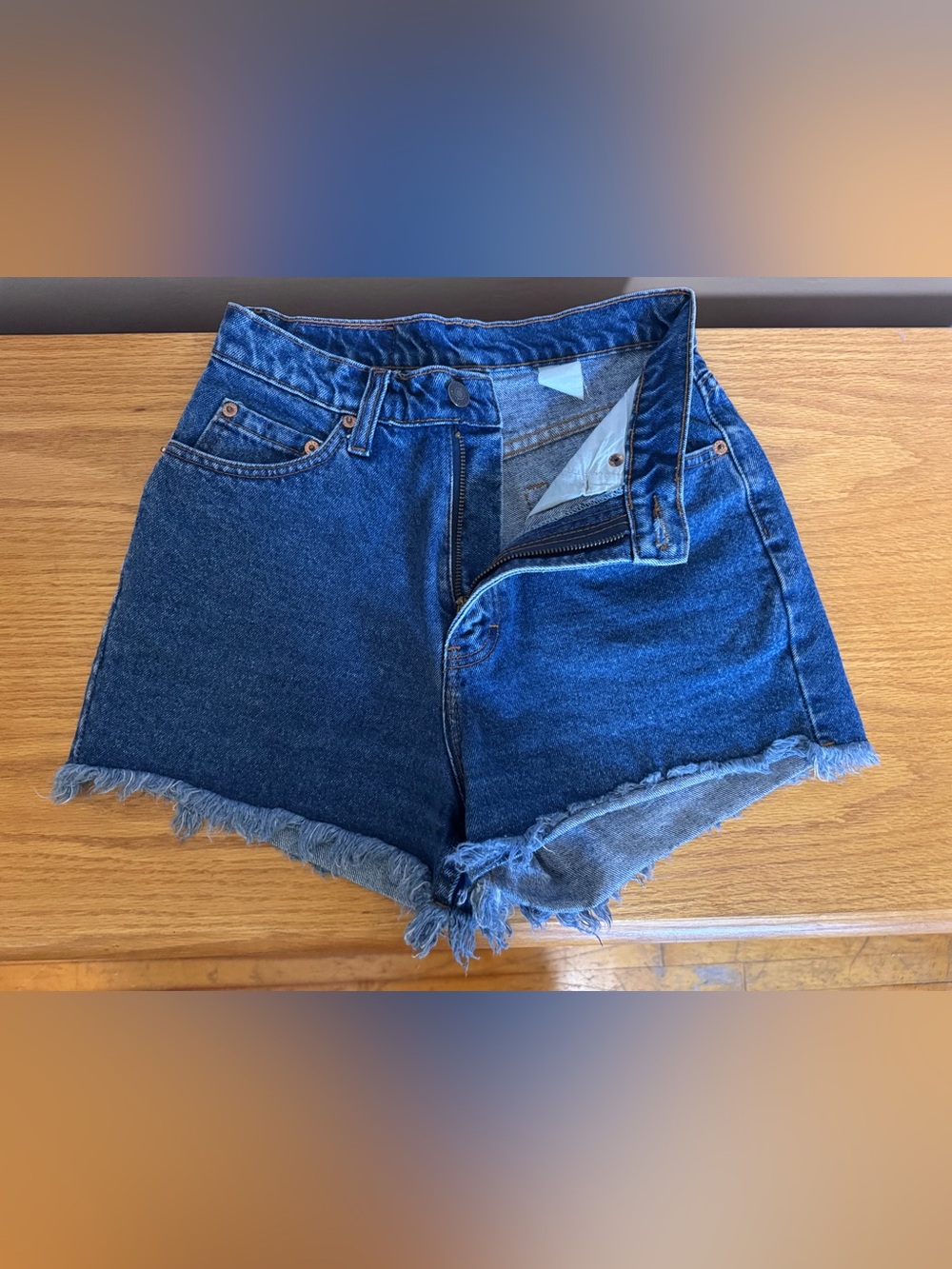 Jordache Dark Blue High-Rise Denim Cutoff Shorts